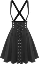 Women's Plus Size High Waist Tie Dress Gothic Lace Up Buckles Godet Hem A Line Suspender Skirt