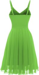 Women's 2024 Summer Dress Spaghetti Strap Cocktail Swing Beach Dresses V Neck Sundress