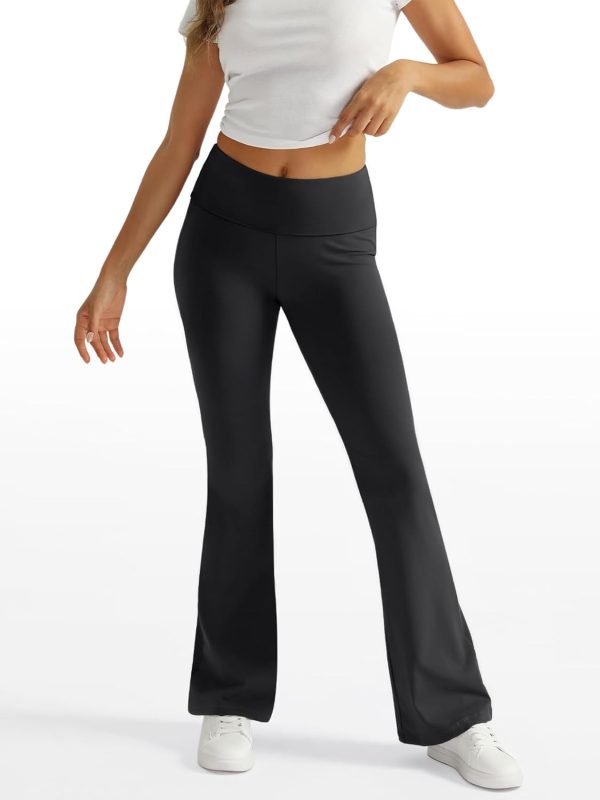 Women's Wide Leg Yoga Pants Bootcut Workout Flare Leggings Trendy High Waisted Fold Over 2024 Fall Outfits - Image 2
