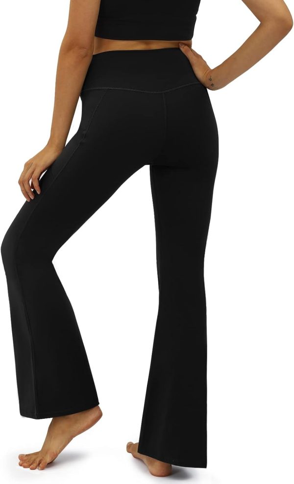 Women's Flare Yoga Pants with Pockets-V Crossover High Waisted Bootcut Yoga Leggings-Flare Workout Gym Leggings - Image 2