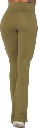 Flare Leggings, Crossover Yoga Pants with Tummy Control, High-Waisted and Wide Leg
