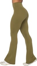 Flare Leggings, Crossover Yoga Pants with Tummy Control, High-Waisted and Wide Leg