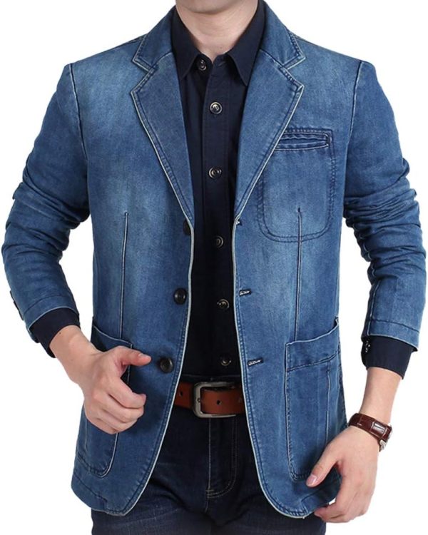Mens Casual 2 Buttons Slim Fit Jacket Lightweight Formal Business Blazer Sport Coat