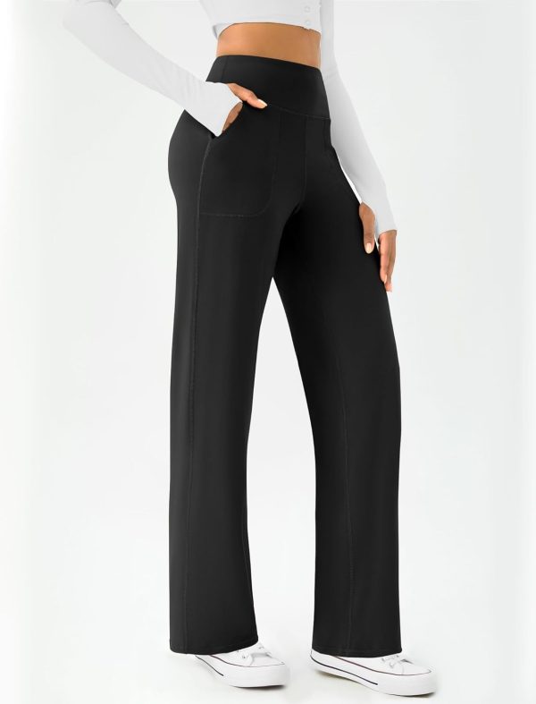 Womens Wide Leg Yoga Pants Casual Work Dress Pants Lounge Sweatpants High Waist Comfy Loose Trousers with Pockets - Image 2