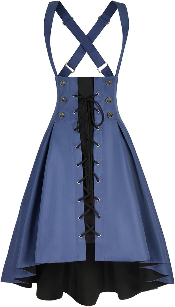 Women's Victorian Steampunk Gothic Skirt High Waist Lace up Suspender Dress Jumper Skirt