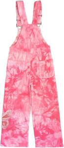 5-14years Little Big Girls Butterfly Embroidery Blue Denim Overalls