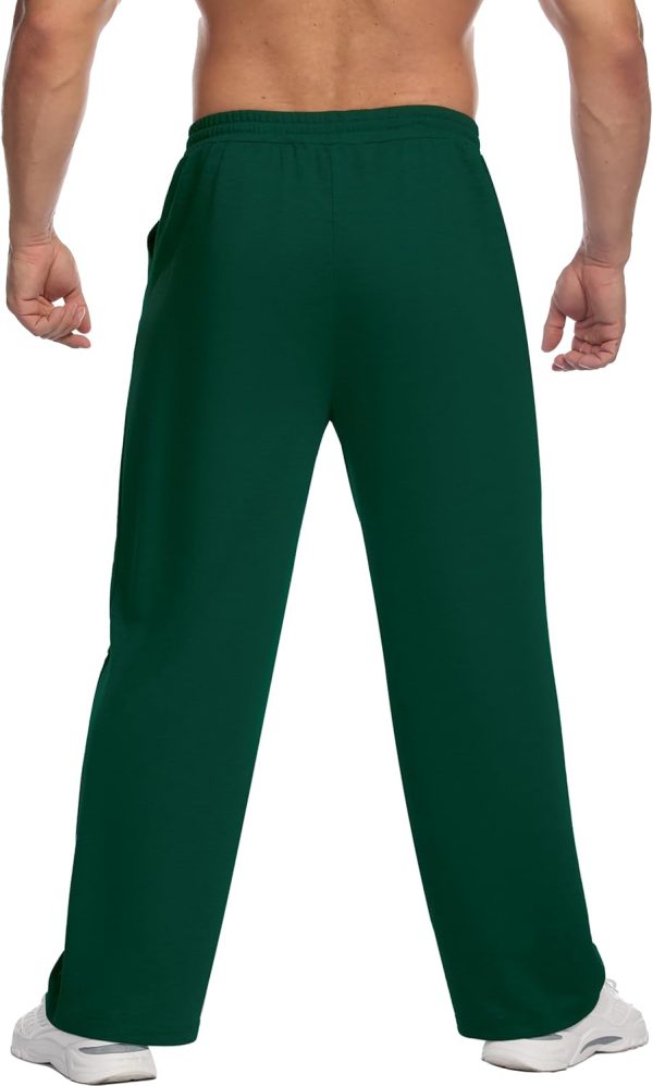 Men's Lightweight Sweatpants Open Bottom Sweat Pants for Men Straight Leg Gym Sweatpants Lounge Pants with Pockets - Image 2