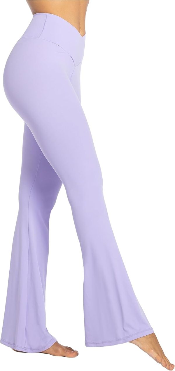 Flare Leggings, Crossover Yoga Pants with Tummy Control, High-Waisted and Wide Leg - Image 2