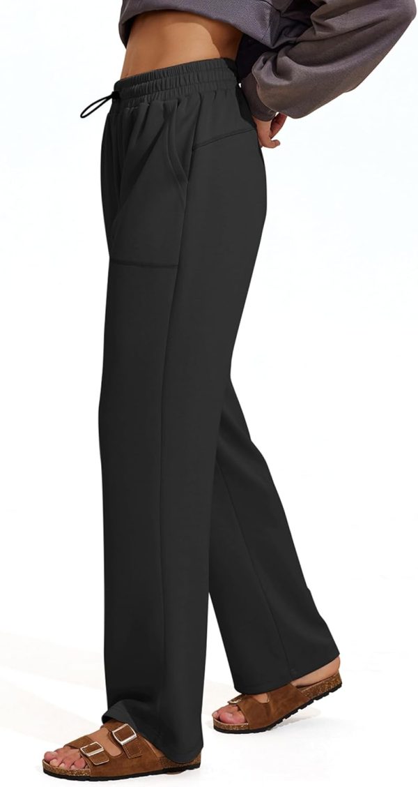 Womens Straight Leg Sweatpants Casual Athletic Workout Pants Stretch Soft Lounge Pants with Pockets - Image 2