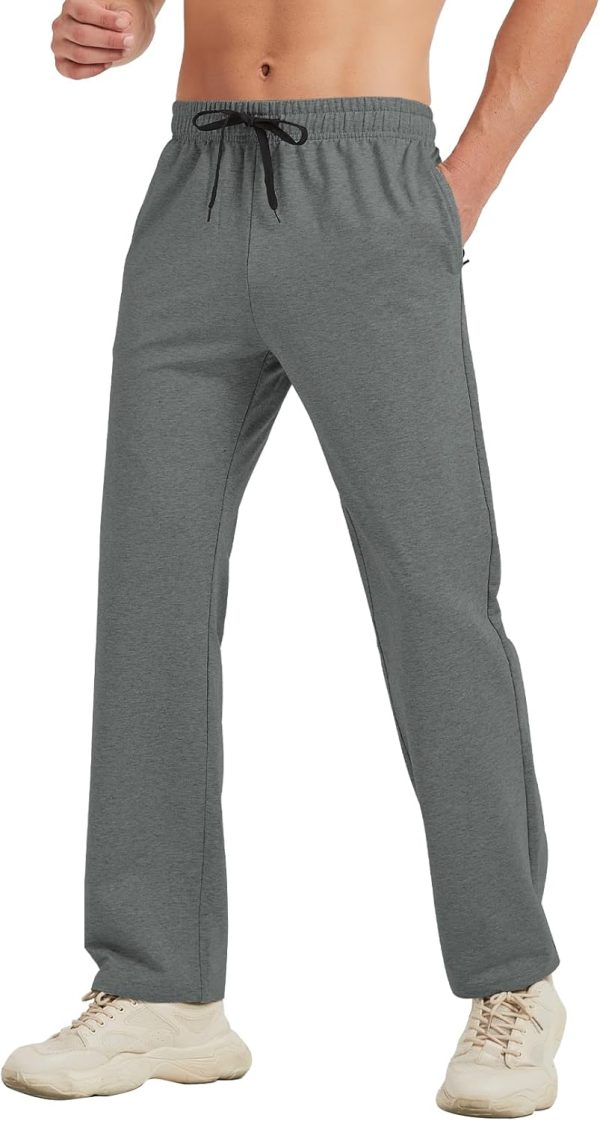 30/32/34/36/38/40 Long Inseam Mens Tall Sweatpants Open Bottom Joggers Athletic Yoga Pants with Pockets - Image 2