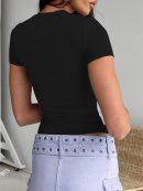 Women's Casual Basic Going Out Crop Tops Slim Fit Short Sleeve Crew Neck Tight T Shirts