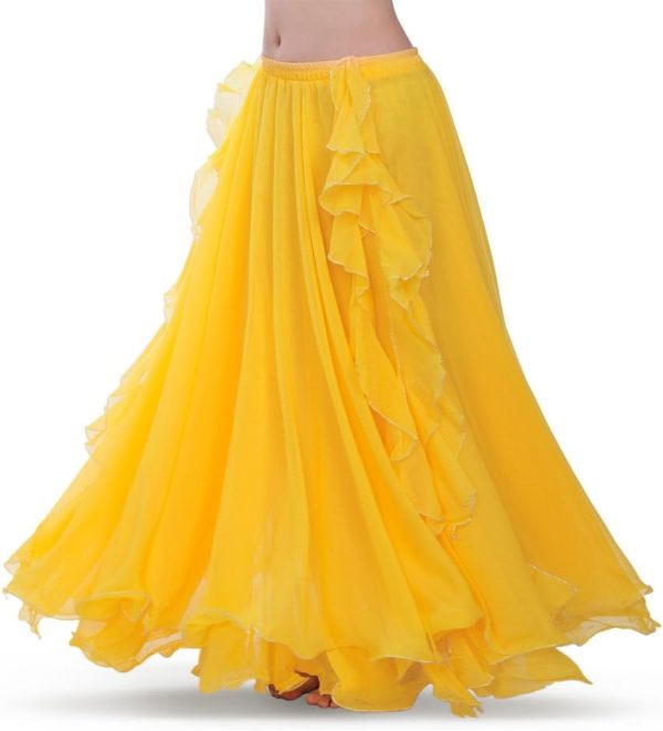 Chiffon Belly Dance Skirt Slit Bellydance Skirts Tribal Belly Dancer Costumes for Women Carnival Outfit