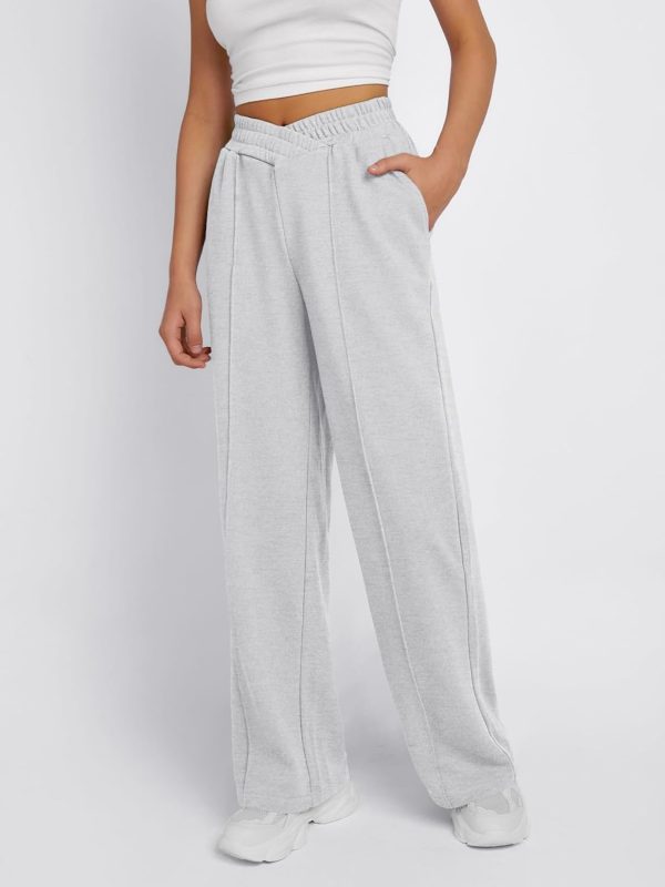 Wide Leg Sweatpants Women Fashion High Waisted Baggy Flared Pants Loose Fit Athletic Joggers with Pockets - Image 2