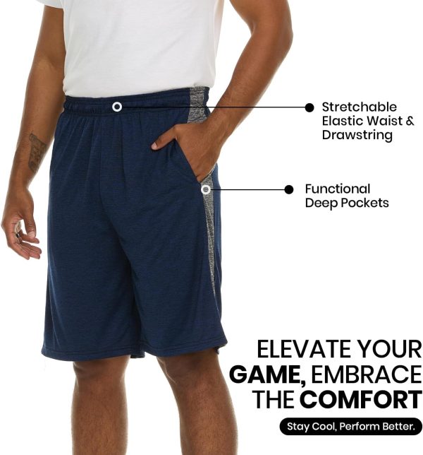 5 Pack: Men's Dry-Fit Sweat Resistant Active Athletic Performance Shorts - Image 2
