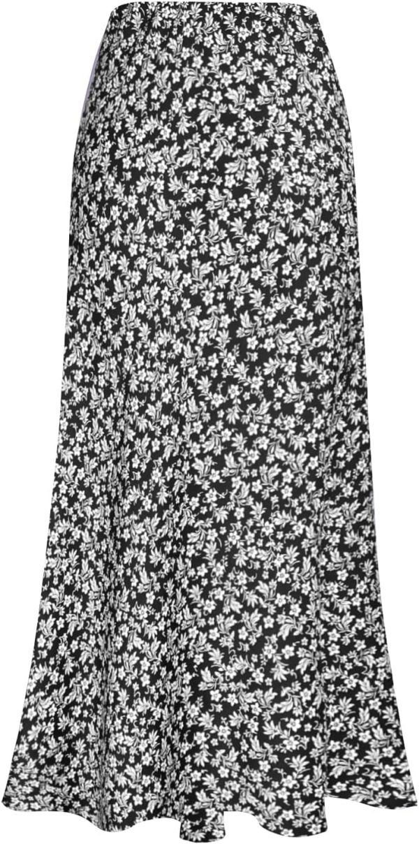 Women's Satin High Waisted Maxi Skirts Hidden Elasticized Waistband A Line Long Skirt - Image 2
