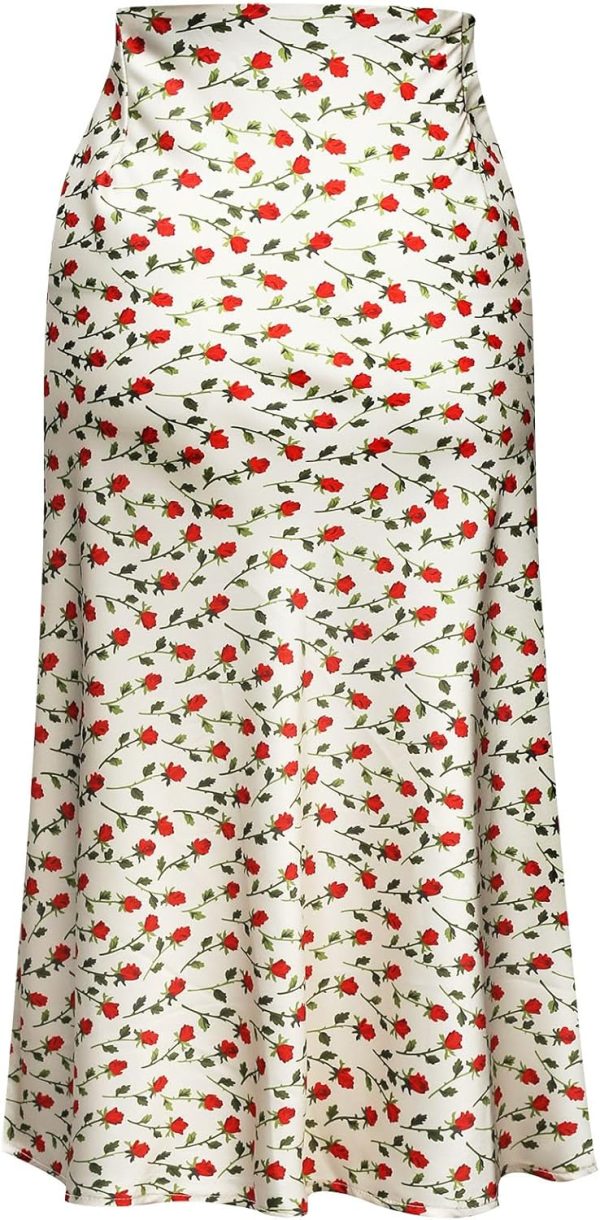 Leopard Print Skirt for Women Cheetah High Waist Silk Satin Elasticized Skirts - Image 2