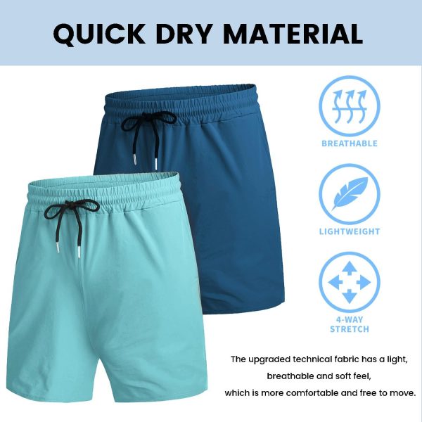 Men's 2 Pack Gym Workout Shorts 7 Inch Quick Dry Athletic Shorts Lightweight Running Shorts with Pockets - Image 2