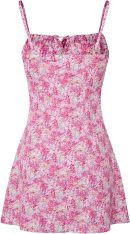 Women's Summer Floral Cherry Print A Line Short Cami Dress