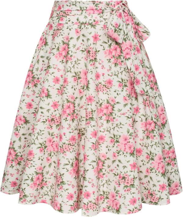 Women's High Waist A-Line Pockets Skirt Skater Flared Midi Skirt Vinage Skirt