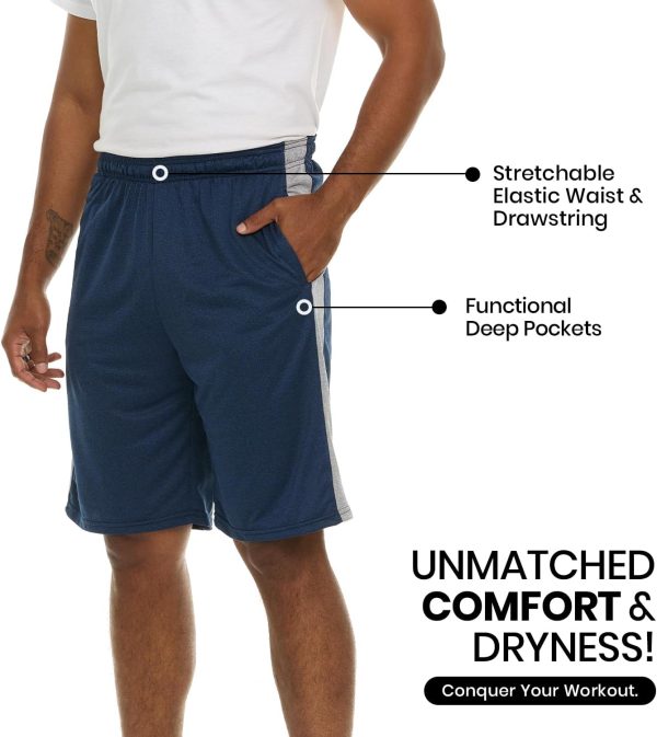 5 Pack: Men's Dry-Fit Sweat Resistant Active Athletic Performance Shorts - Image 2