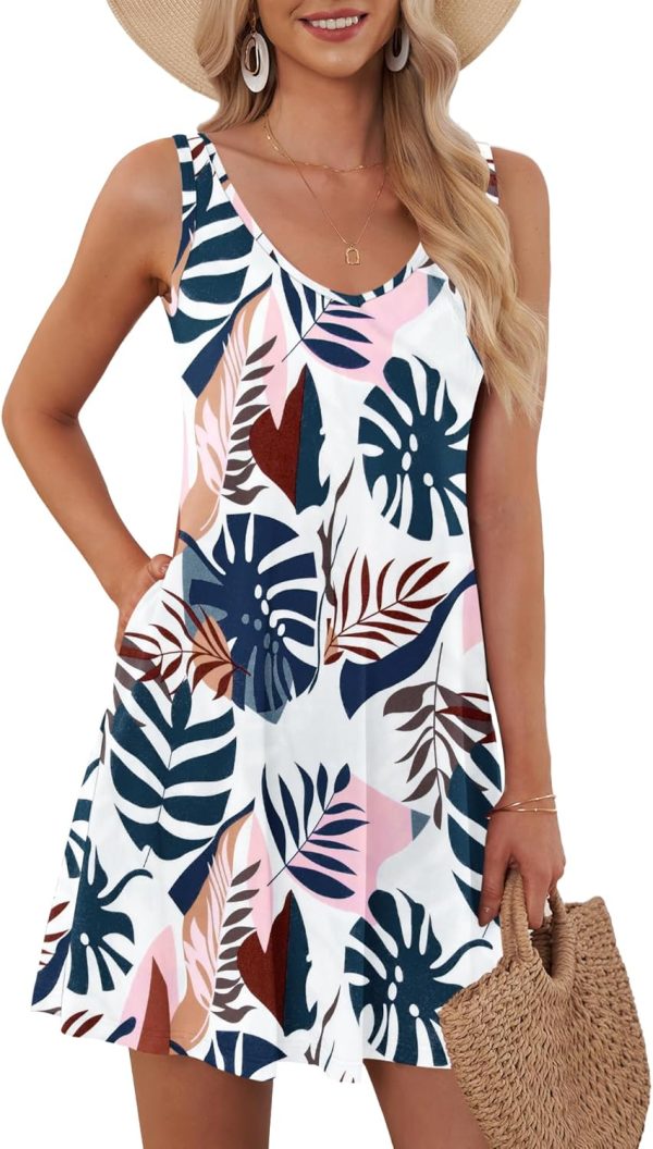 Women's Sleeveless V Neck Mini Dress Beach Cover Up Swimwear Bathing Suit Sundresses with Pockets 2025 New