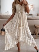 Women's Maxi Dress Lace Dresses Boho Tassel V-Neck Flare Ruffle Adjustable Straps Beach Summer Long Dress