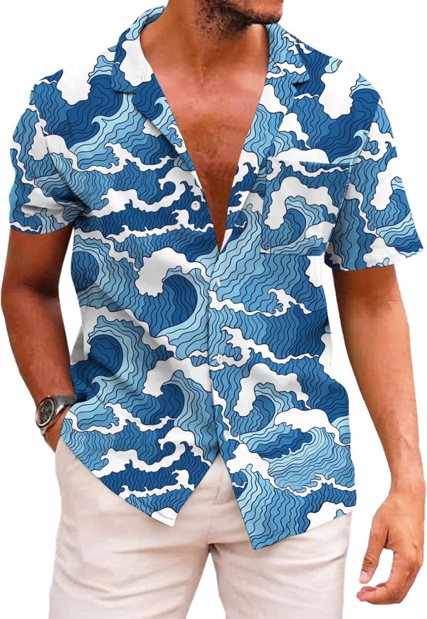Funky Hawaiian Shirt for Men Palm Beach Shirts Tropical Vacation Clothes