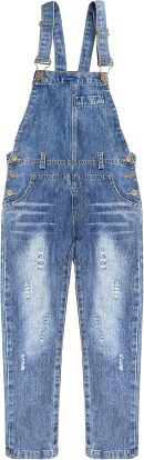 Girls Kids Overalls Jeans Adjustable Strap Ripped Denim Cute Jumper Jumpsuits Pants 6-13T
