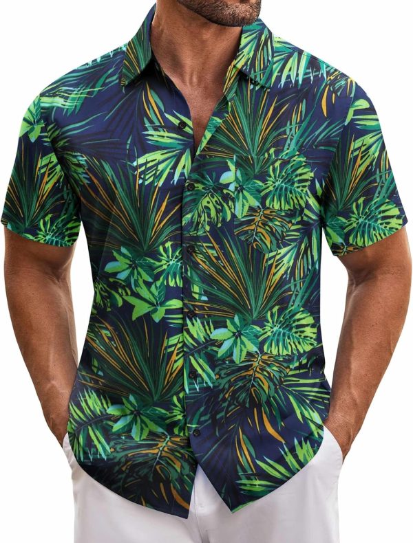 Mens Hawaiian Tropical Shirt Short Sleeve Casual Button Down Floral Summer Beach Shirts with Pocket