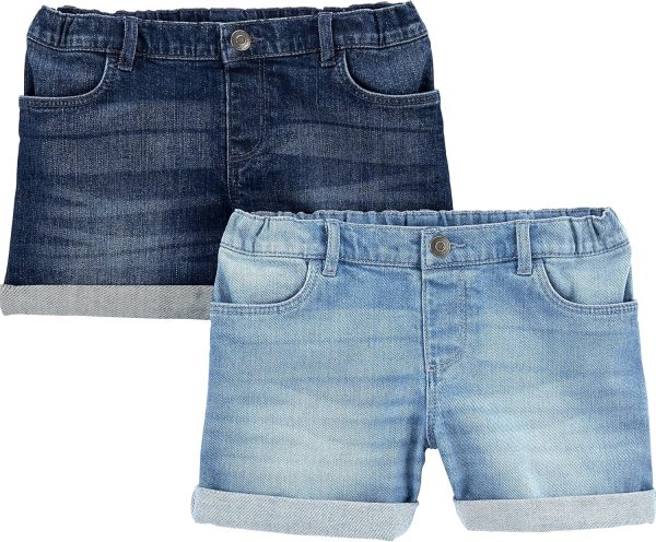 Girls' Denim Shorts, Pack of 2