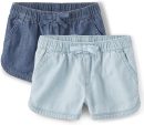 Baby Girls' and Toddler Pull on Chambray Shorts